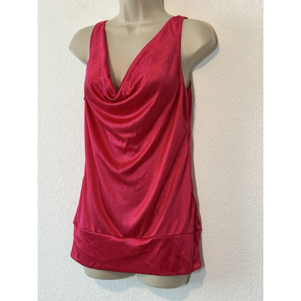 Y2K Hot Pink Sleeveless Charlotte‎ Russe Top Blouse Drape Neck Medium Coquette